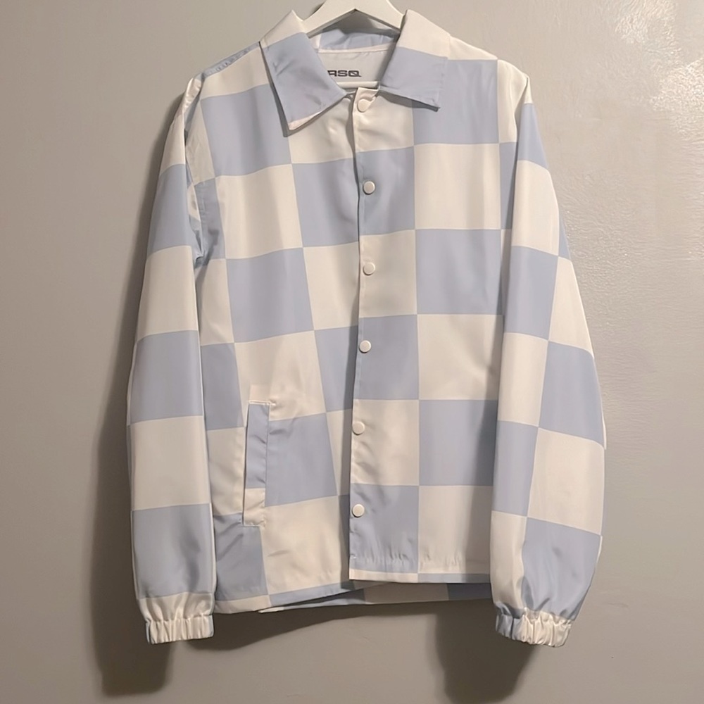 RSQ Mens Checkerboard Coaches jacket Size S snap buttons Bin 342 - Picture 3 of 12